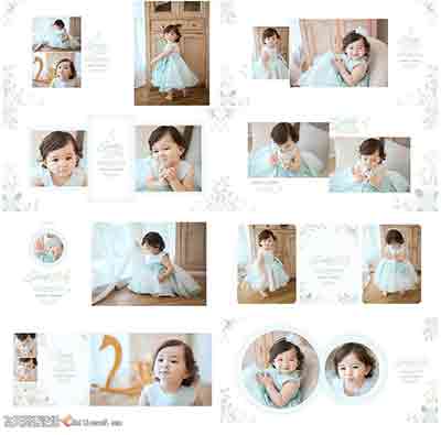 [儿童]摄影楼宝宝儿童PSD时尚花纹方版影楼模板