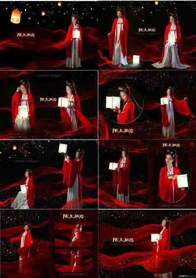 [写真]陌上胭脂|PSD|盘子古装影楼模板设计素材