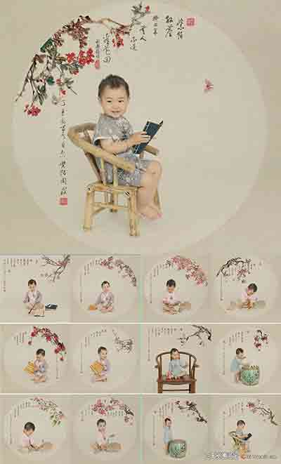 [儿童]影楼中国古风童趣儿童工笔画系列-《陌上花开》18P