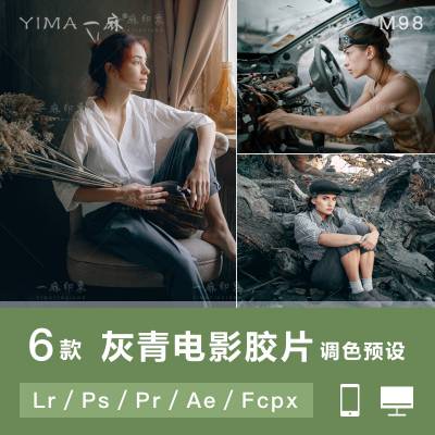 LR预设PS高级感灰青电影胶片ins复古手机APP调色PR/FCPX/LUT滤镜
