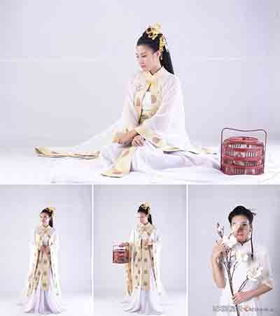 14张纯色背景棚拍古装美女人像RAW原片下载-NEF格式-摄影RAW原片