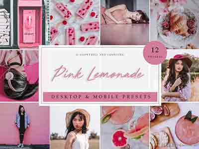 [人像]少女粉红柠檬水色调PS//APP预设 LR Presets|Pink Lemonade