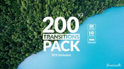 200组摄像机旋转模糊翻页百叶窗效果等视频转场动画预设 Transitions Pack