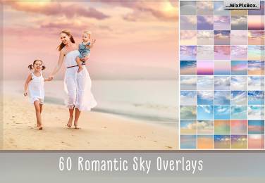 63组高清梦幻天空云彩叠加合成背景素材 含教程