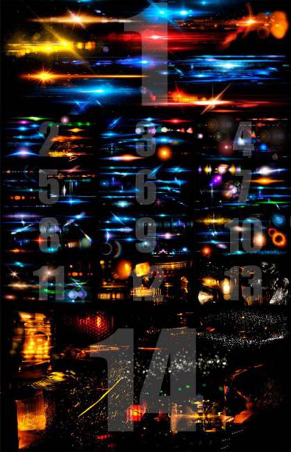 超现实炫目镜头光斑光线夜景特效PSD素材