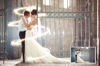 夜景大片高清烟火火花叠加合成前景素材，含动作文件和教程