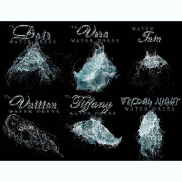 超酷爆炸式水花缠绕水滴水群飞溅特效PS笔刷