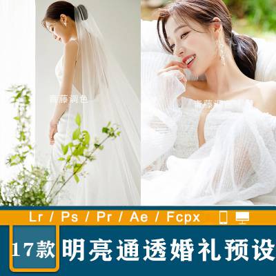 婚礼跟拍通透清新LR唯美明亮人像调色PR/FCPX达芬奇LUT