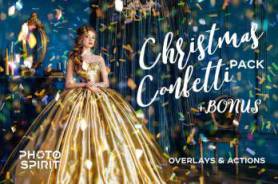 高清婚礼五彩纸屑光斑光效叠加合成素材-附PS动作