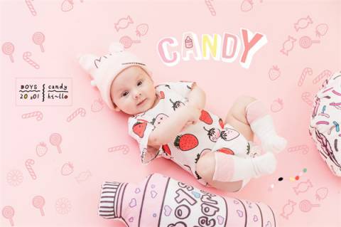 儿童PSD字体素材影楼2019年时尚宝宝海报放大封面设计分层PS模板