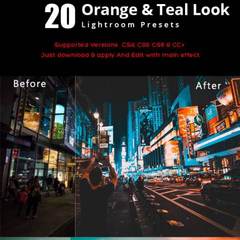 ins流行色orange  teal （青橙色调）城市夜景街拍电影色调Lightroom预设