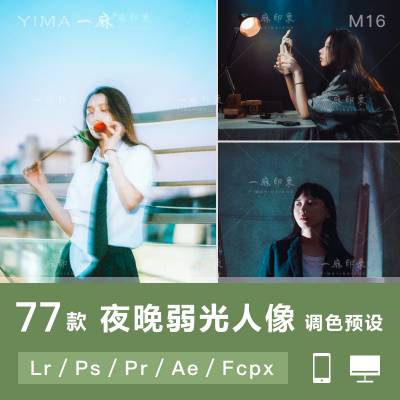 77款夜晚夜景弱光人像街拍摄PS/PR/FCPX/达芬奇/AE/LUT调色滤镜