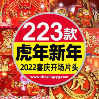 223款拜新年虎年贺岁年会喜庆开场片头晚会LED大屏幕视频背景素材