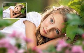 给照片添加花卉植物摄影前景虚化PS合成素材