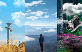 PS云和天空笔刷、叠加图片，PS视频教程含素材