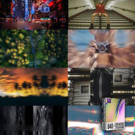 Premiere模板-840组图片视频扭曲融合切割光效移动旋转PR无缝转场