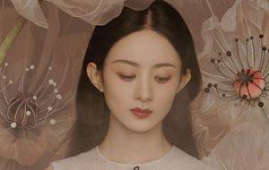 赵丽颖同款花间仙意工笔画PSD模板婚纱写真后期素材/调色图层