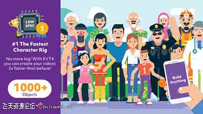 AE脚本预设:1000+卡通人物角色动作MG动画场景解说片头元素包