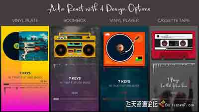 复古磁带唱片音乐播放器节奏可视化动画 Audio React Spectrum Visualizer with Boombox