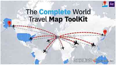世界地图国家旅游地点展示路径动画 The Complete World Travel