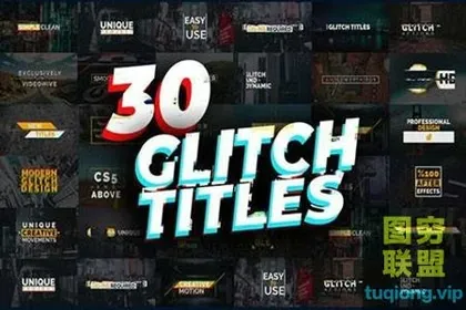[AE模板]AE标题-30组AE信号缺失标题文字预设Glitch