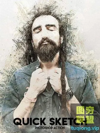 [PS插件]PS照片转素描插画效果动作!
