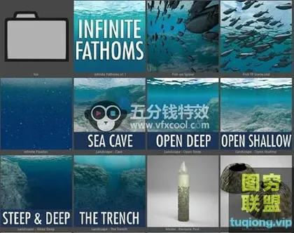 [C4D插件]C4D预设无限海底世界1.1-Infinite Fathoms 1.1.2 wi