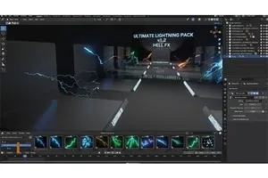 [Blender插件]电流闪电特效预设包Ultimate Lightning Pack V1.2