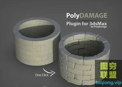 [3Ds Max插件]3DMax 自动雕刻石头细节插件PolyDamage