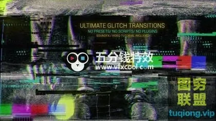 [AE模板]64个毛刺抖动转场效果AE模板Glitch Transition Pack