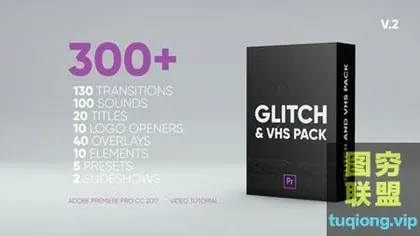 [PR模板]超酷的PR信号故障转场模板,抖动撕裂效果!Glitch Pack