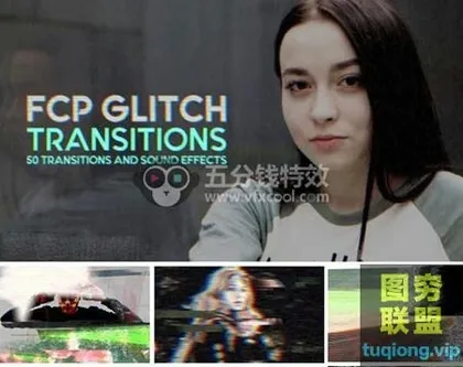 [FCPX插件]FCPX转场插件-50种信号故障干扰画面损坏抖音常用转场+音效