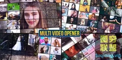 [AE模板] 视频照片墙Logo开场 Multi Video Op