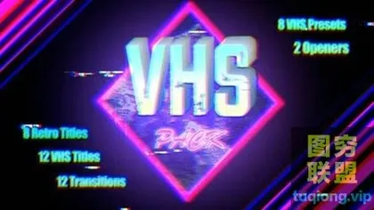[FCPX插件]八十年代复古录像机效果转场文字标题特效 VHS Pack!