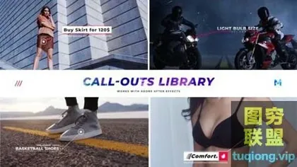 [AE模板]AE 科技字幕条指引跟随动画模板Call Outs Library