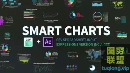 [AE模板]智能信息数据统计图表展示动画 Smart Charts CSV Inf