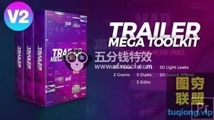 [PR模板]PR超级工具包4K标题预设50个调色预设光效视频素材含音效文件下载