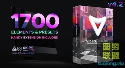 [AE插件]1700组视频特效包装动画预设Video Library V4.2moban