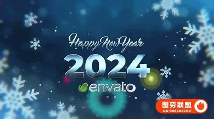 [AE模板]冬日雪花10秒数字新年倒计时片头动画 Happy New Year S