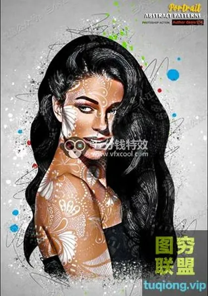 [PS插件]人像皮肤印记油漆画图形艺术图像处理特效PS动作