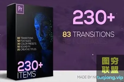 [PR预设]230个文字标题转场音效视频调色预设包 Premiere Pro El