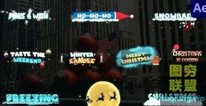 [AE模板]下雪圣诞节卡通文字标题动画Christmas Titles Pack