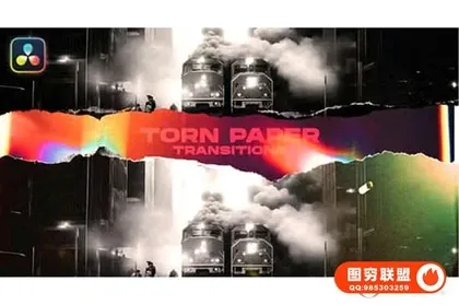 [达芬奇模板]创意纸张撕裂转场过渡预设 Torn Paper Transition