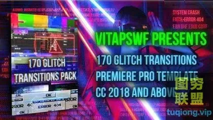 [PR模板]170种信号故障干扰毛刺像素损坏抖动闪烁转场预设 Glitch Tra