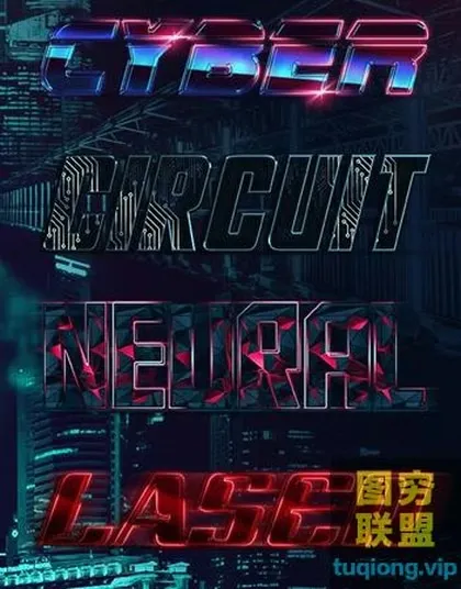 [PS插件]赛博朋克文字效果PS样式 Cyberpunk Text Effects+包含安装
