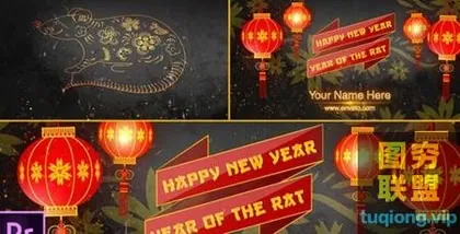 [PR预设]年春节喜庆片头黄金粒子光效线条鼠年生肖贺新年