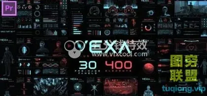 [PR预设]380个未来数字科技HUD图形元素动画包 Vexa HUD Infog