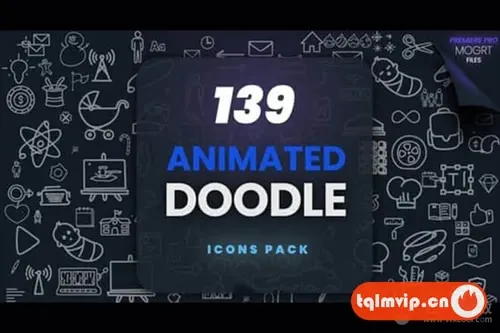 [PR模板]-139个手绘图形图案符号涂鸦动画包 Animated Doodle MOGRT Pack