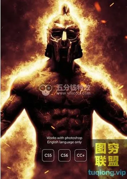 [PS插件]火焰裂纹特效电影广告PS动作下载Phoenix-Photoshop Action