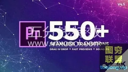 [PR模板]PR音效超级转场模板,14套550种效果,抖音+无缝+全景图+文字特效!